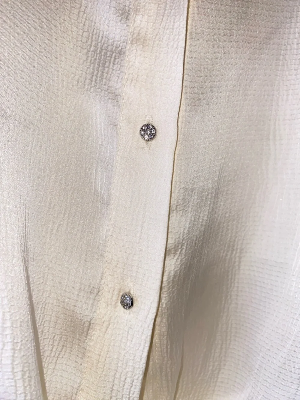 Revolve | Ba&sh Silk-Look Tie-Front Button Down Off White Long Sleeve blouse - Picture 6 of 7